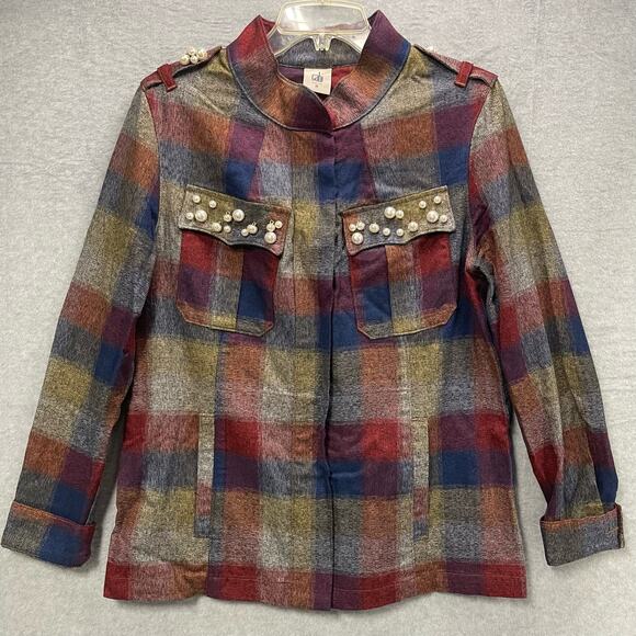 Cabi Style 3555 Plaid Collage Pearl Jacket Shacket Size Medium - Picture 2 of 7